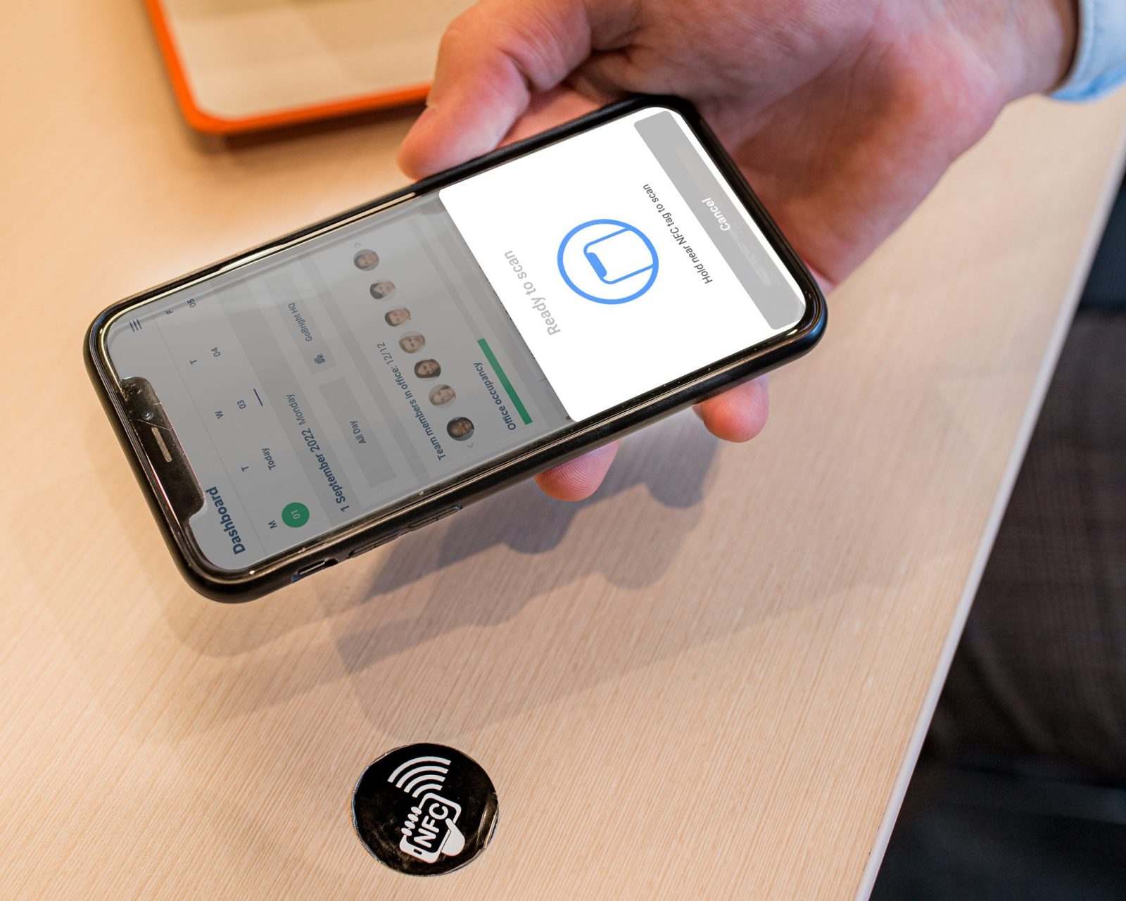 GoBright Desk Booking - NFC Sticker with Mobile Phone