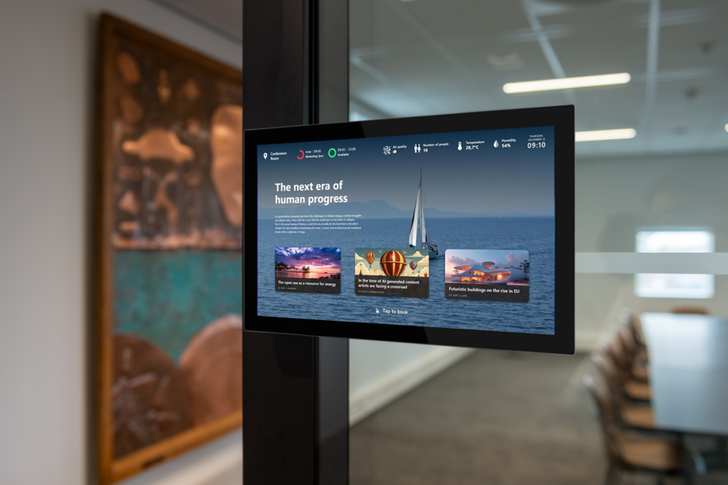 GoBright In-Room Signage on meeting room panel