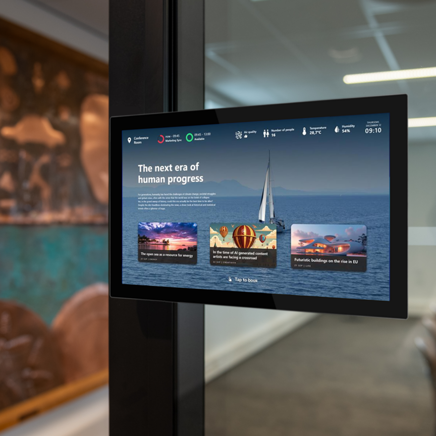 GoBright In-Room Signage on meeting room panel