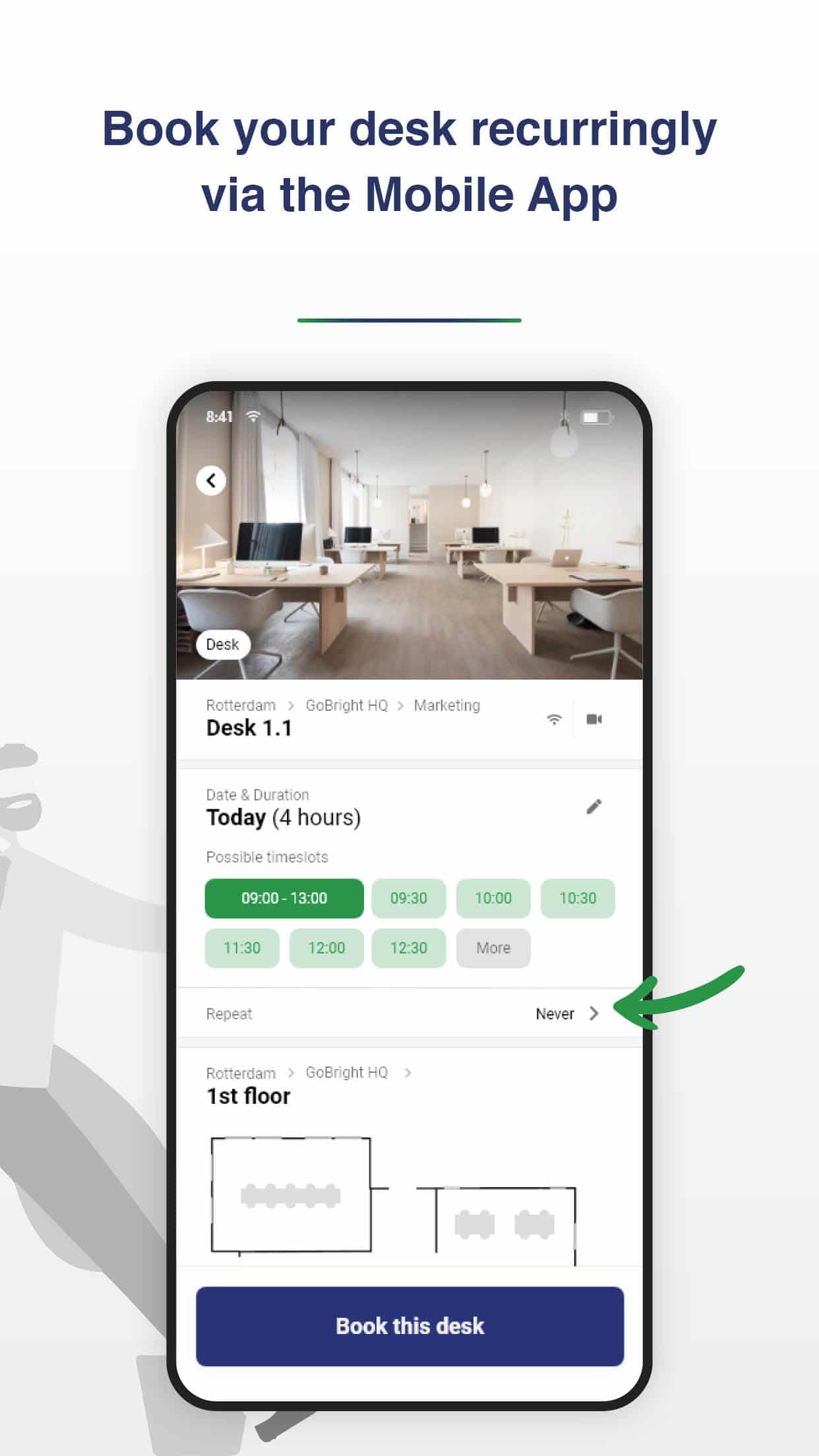 GoBright - Mobile App - Recurring Desk Booking