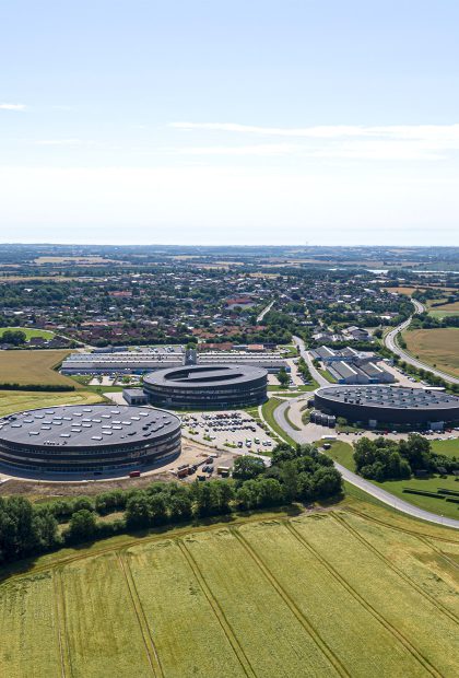 Characteristic Round buildings at the LINAK headquarter in Denmark