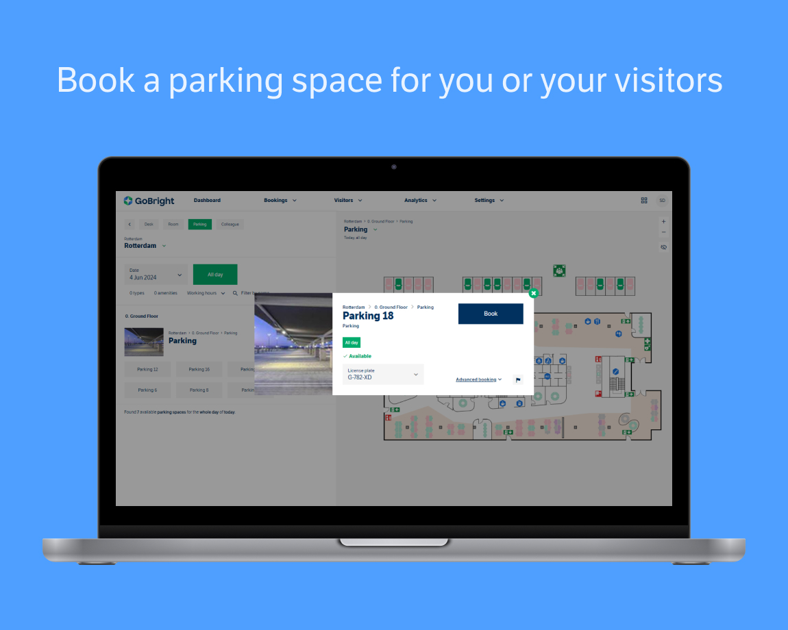 GoBright - Products - Parking Space Booking - License plate, visitors