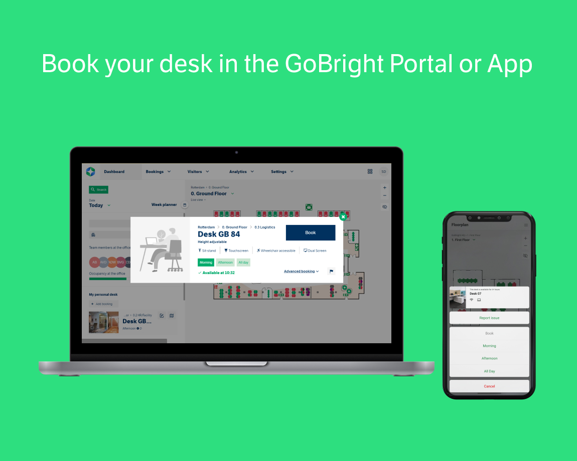 GoBright - Desk Booking - Software - How to make a Desk Booking in the portal or app
