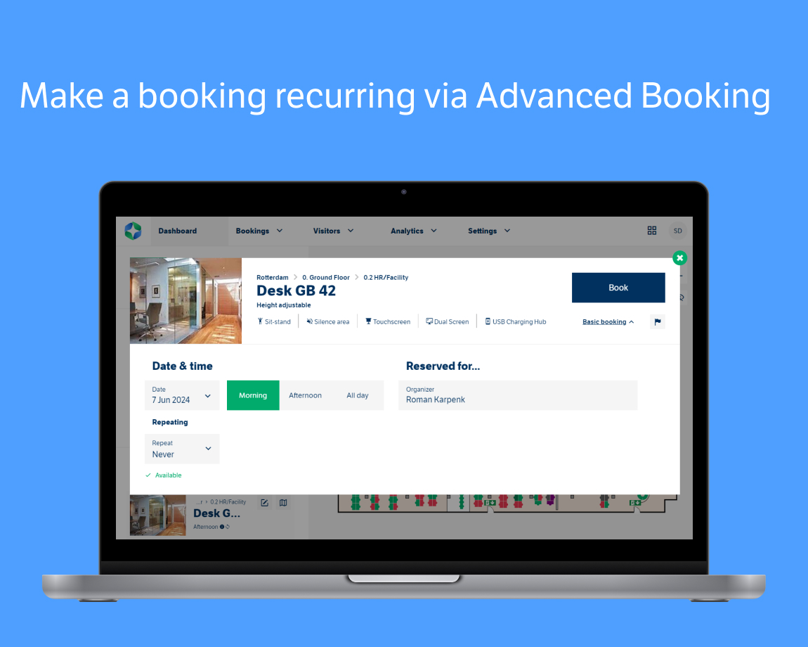 GoBright - Products - Desk Booking - Features - Recurring desk booking
