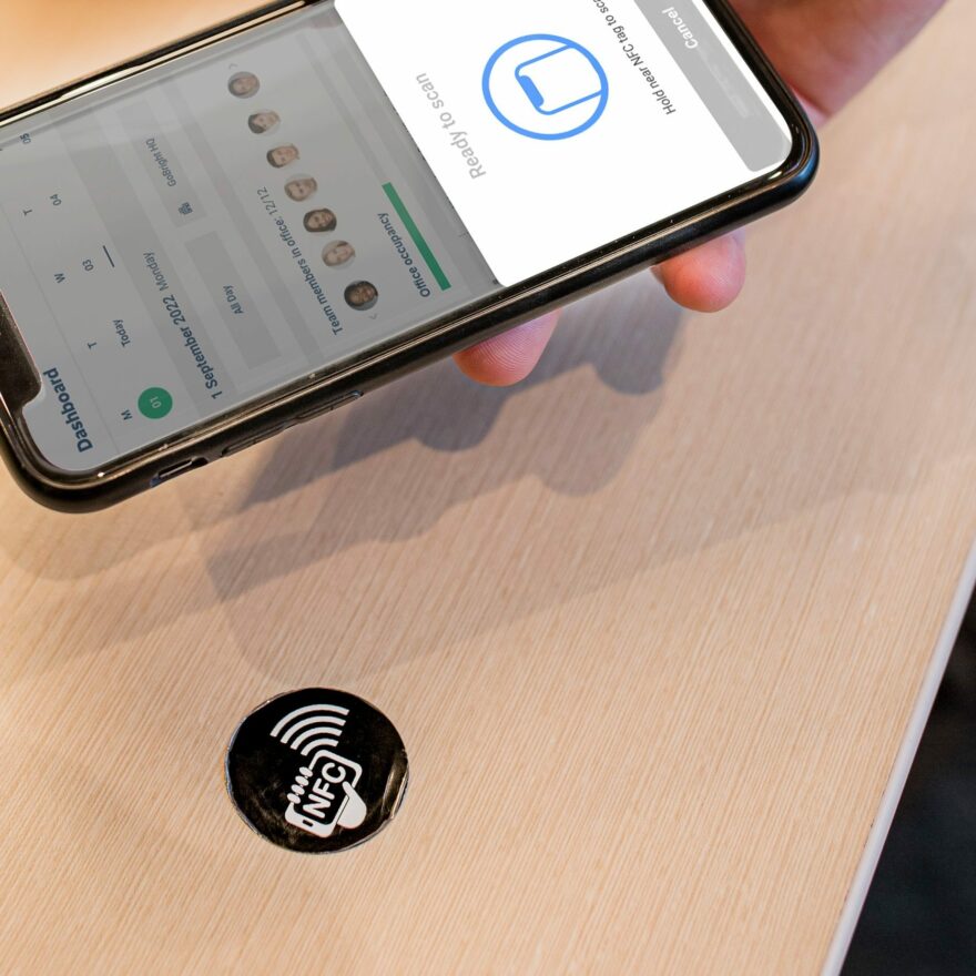 GoBright Desk Booking - NFC Sticker with Mobile Phone