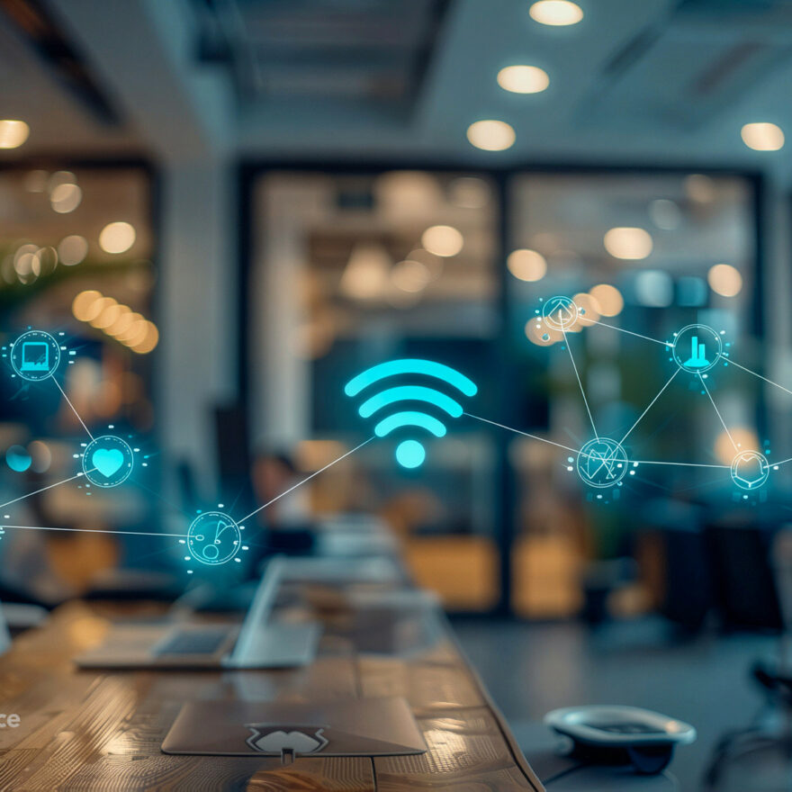 GoBrightlösning för att mäta närvaro via Wi-Fi med hjälp av befintlig infrastruktur: Ger en översikt över aktiviteten på arbetsplatsen, både vid skrivbord och i mötesrum.