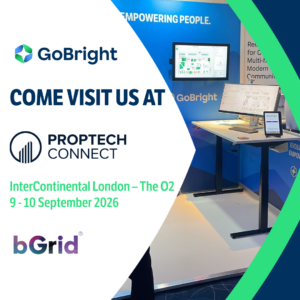 Image where GoBright announces with text their attendance at the PropTech Connect